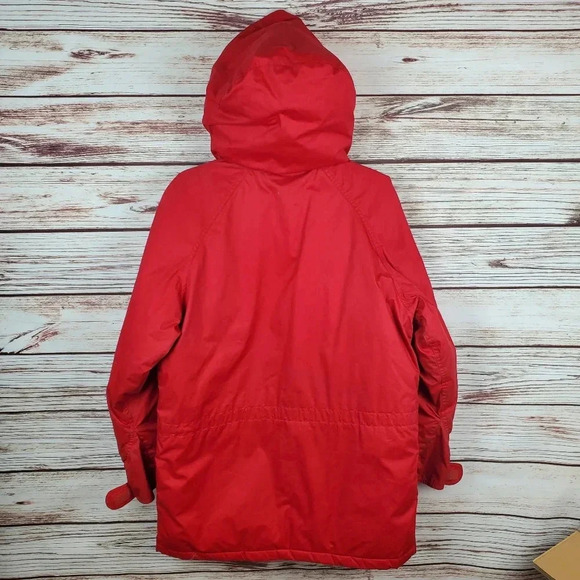 Eddie Bauer Womens Medium Vintage Snowline Red Goose Down Parka Puffer Coat - Picture 11 of 16